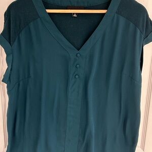 Fortune + Ivy Teal Button-Front Blouse Size XL